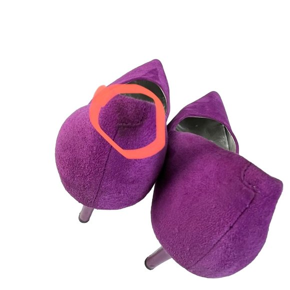 GUESS Merilyn Pumps Size 9 M Pointy Toe Stiletto Suede Leather Fuchsia Purple - Picture 9 of 11